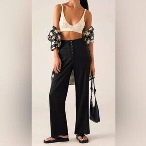 Anthropologie Twenty Six Hundred Black Linen Blend Straight Leg‎ Pants 14